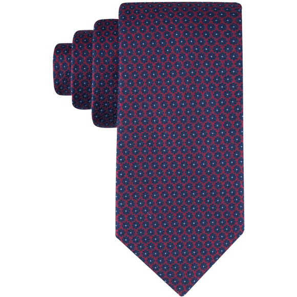 Tommy Hilfiger Men Floral Medallion Tie Navy/Red - Picture 1 of 1